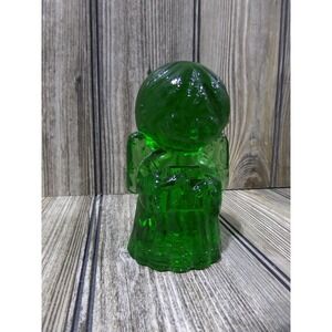 Vintage Mosser Art Glass Green Carnival Singing Choir Angel Figurine